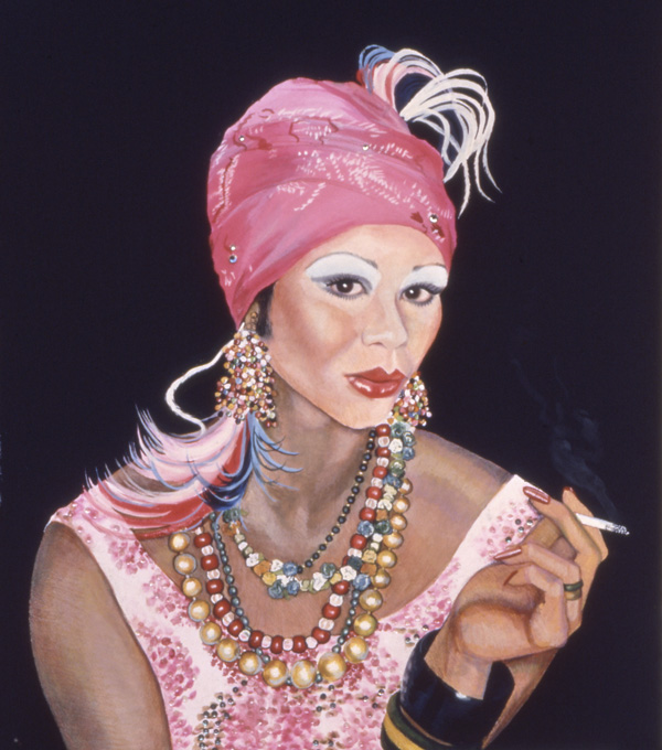 Sylvia Shap Realist Artist: Portrait of 'Teddy as Carmen Miranda'