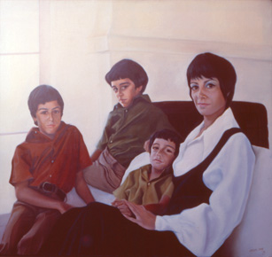 Sylvia Shap Realist Artist: Portrait of 'Jackie and Her Sons'
