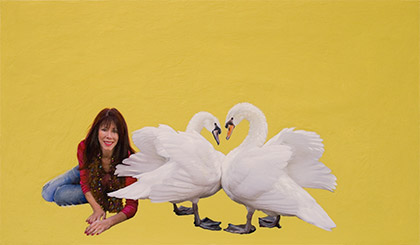 Sylvia Shap Realist Artist: Portrait of 'Nanci and Her Swans'